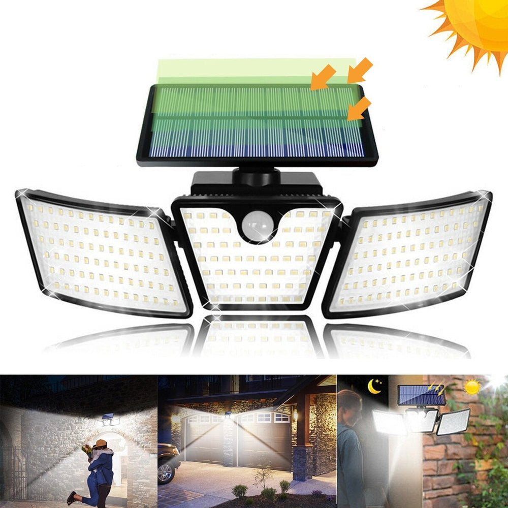 265LEDs 3 Head Solar Motion Sensor Light Outdoor Garden Wall Security Flood Lamp Image 2