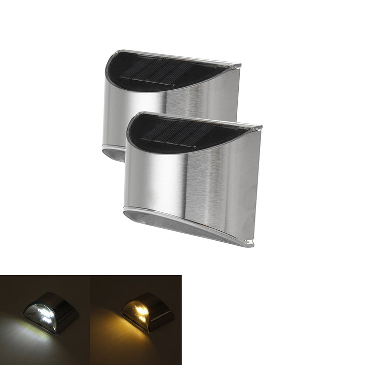 2pcs Waterproof Stainless Steel Solar Wall Lights Outdoor Fence Post Step Lights Image 6