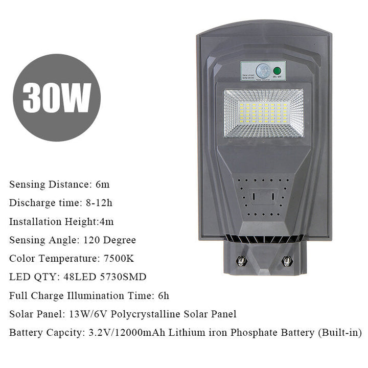 30W 60W 90W LED Solar Street Light 5730 Lamp Beads Human Body Induction + Low Light Mode White Light Image 2