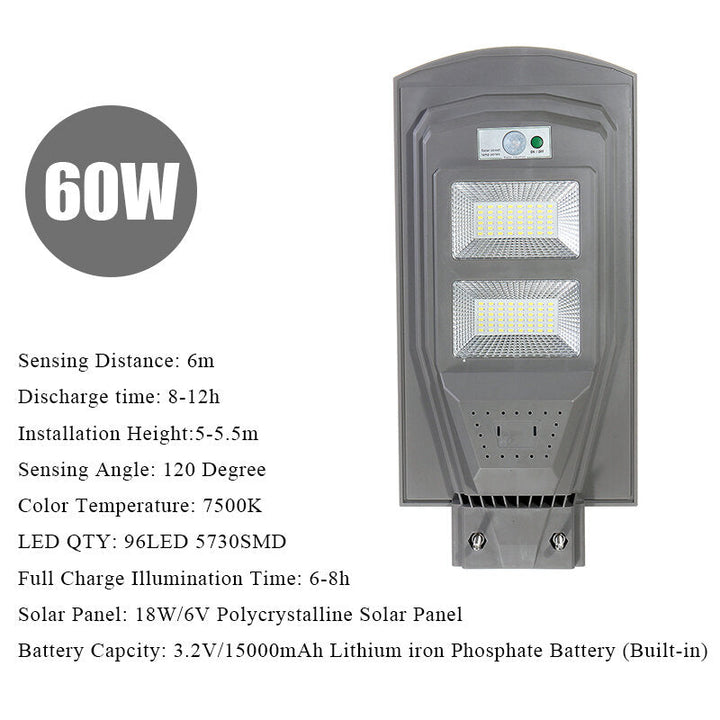 30W 60W 90W LED Solar Street Light 5730 Lamp Beads Human Body Induction + Low Light Mode White Light Image 3