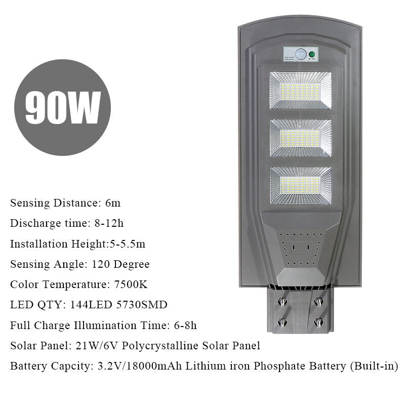 30W 60W 90W LED Solar Street Light 5730 Lamp Beads Human Body Induction + Low Light Mode White Light Image 4