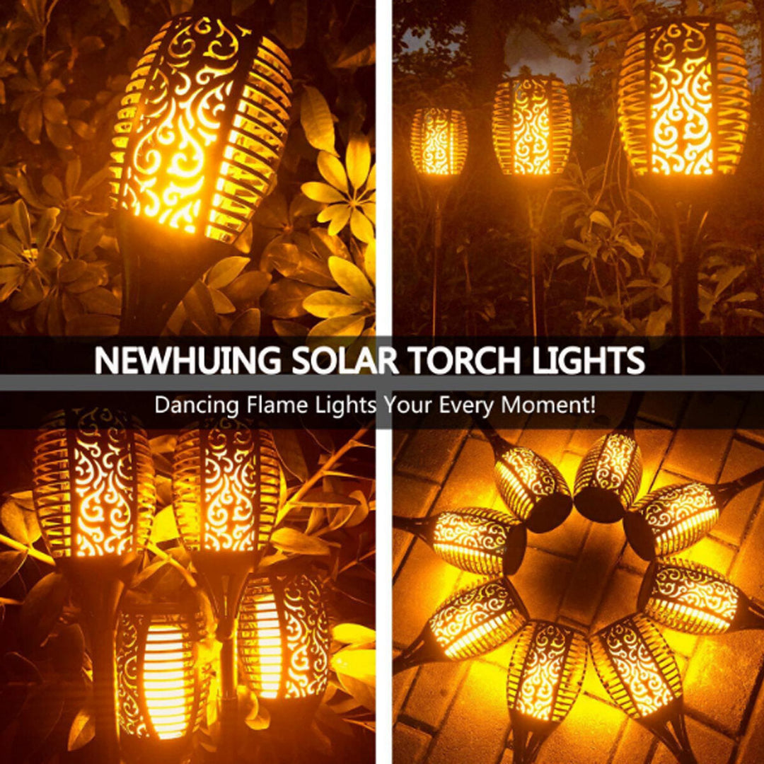 4Pcs 51CM 12LED Solar Flame Lawn Light Warm White Waterproof Outdoor Garden Fire Torch Lamp Image 3