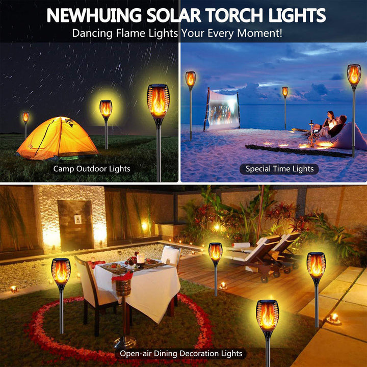 4Pcs 51CM 12LED Solar Flame Lawn Light Warm White Waterproof Outdoor Garden Fire Torch Lamp Image 5