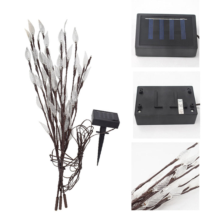 60LED Branch Leaf Tree Solar Power Lawn Light Groud Stake Outdoor Garden Waterproof Yard Lamp Image 1