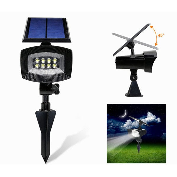 8 LED Pure White Solar Spot Lightt Outdooors Garden Lawn Landscape Path Lamp Image 1