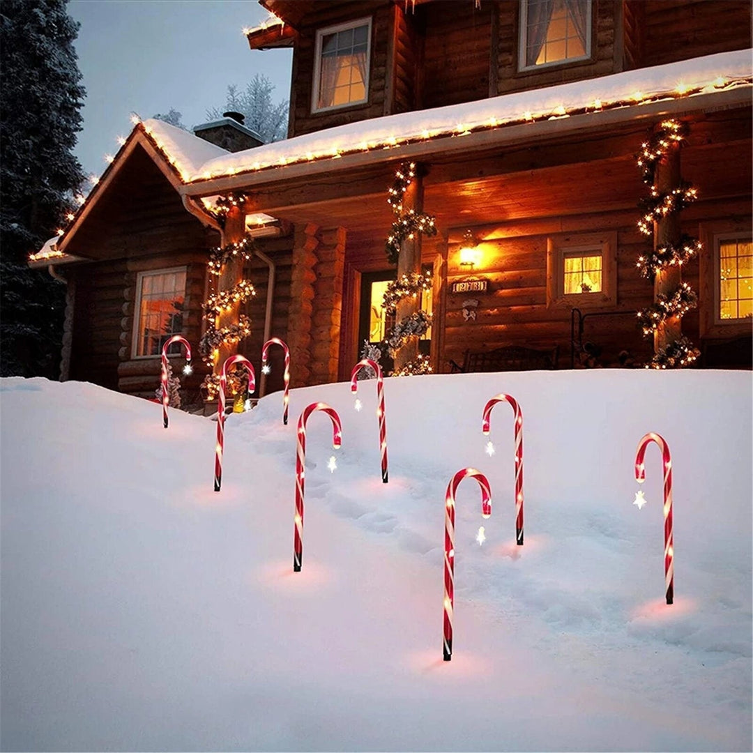 Christmas LED Candy Star Crutch Lamp Christmas Solar Lawn Lamp Outdoor In-Ground Lights Christmas Tree Crutch Lamp Xmas Image 2