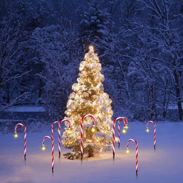 Christmas LED Candy Star Crutch Lamp Christmas Solar Lawn Lamp Outdoor In-Ground Lights Christmas Tree Crutch Lamp Xmas Image 5