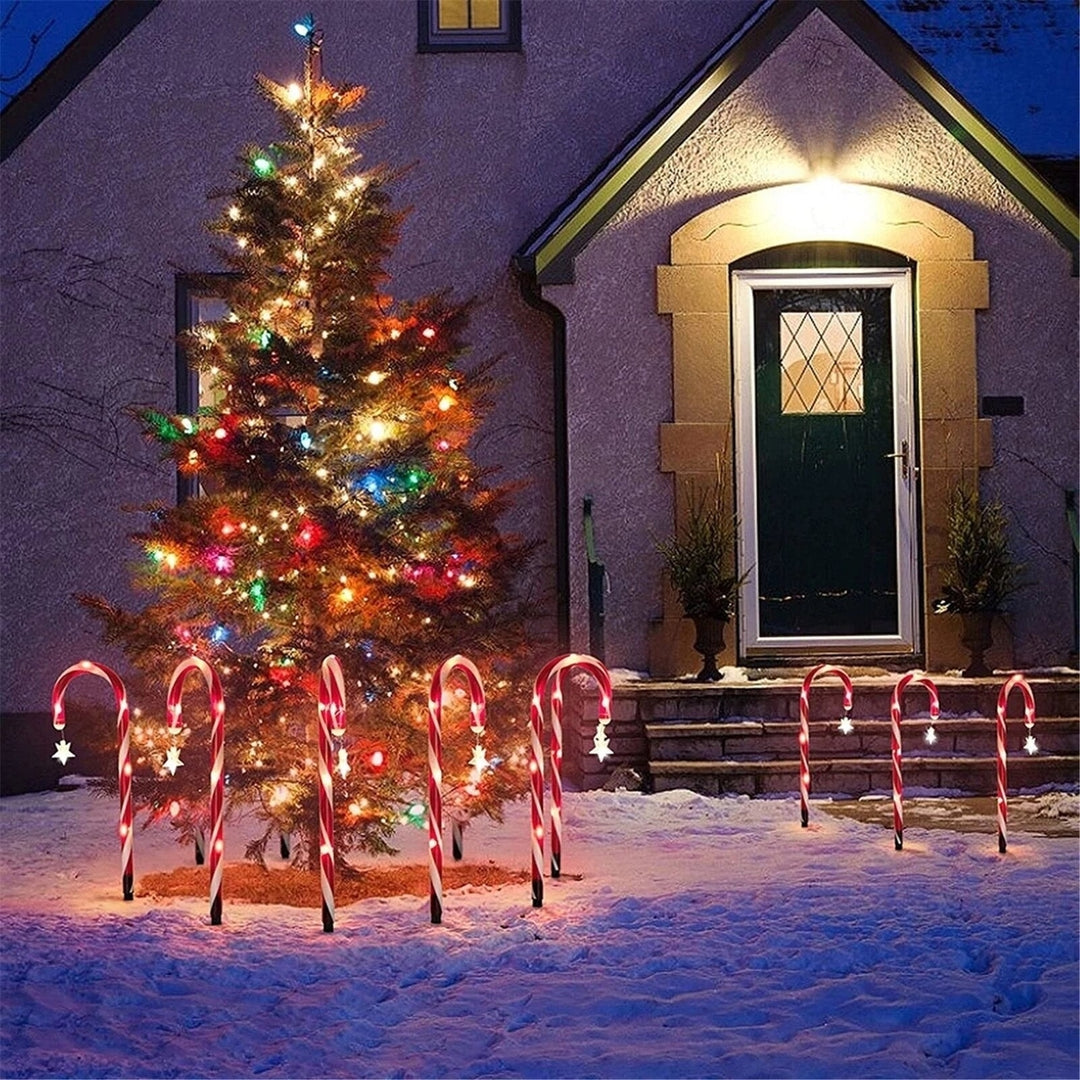 Christmas LED Candy Star Crutch Lamp Christmas Solar Lawn Lamp Outdoor In-Ground Lights Christmas Tree Crutch Lamp Xmas Image 6