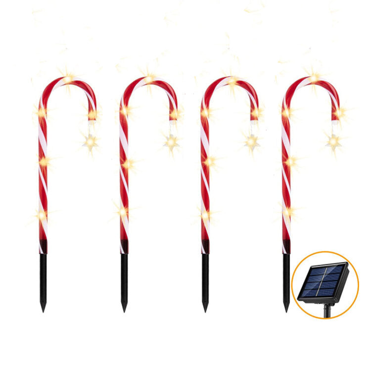 Christmas LED Candy Star Crutch Lamp Christmas Solar Lawn Lamp Outdoor In-Ground Lights Christmas Tree Crutch Lamp Xmas Image 9