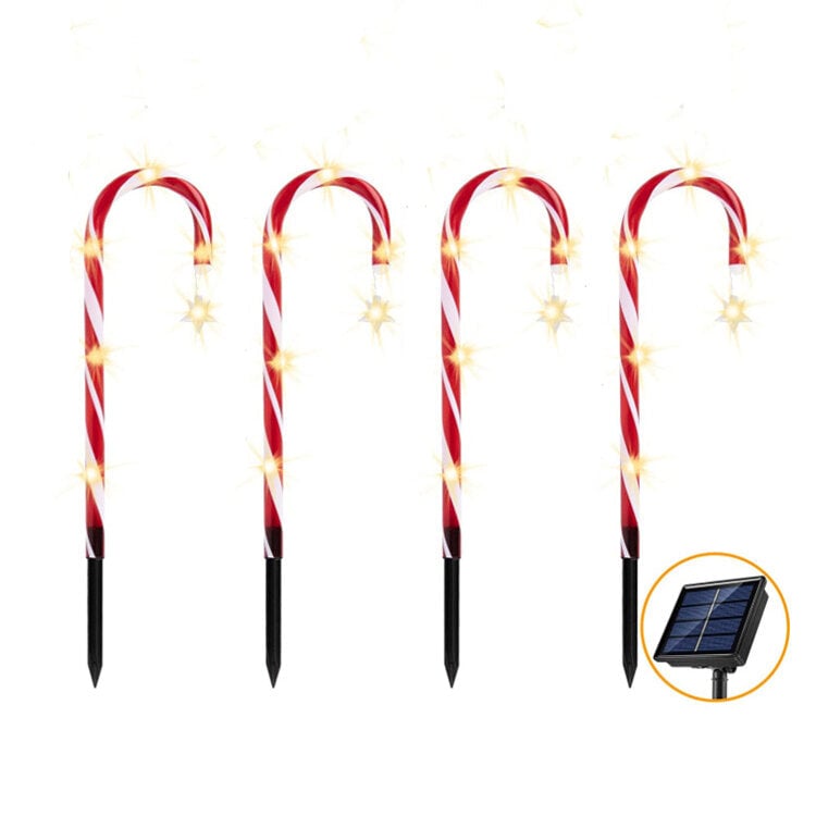 Christmas LED Candy Star Crutch Lamp Christmas Solar Lawn Lamp Outdoor In-Ground Lights Christmas Tree Crutch Lamp Xmas Image 1