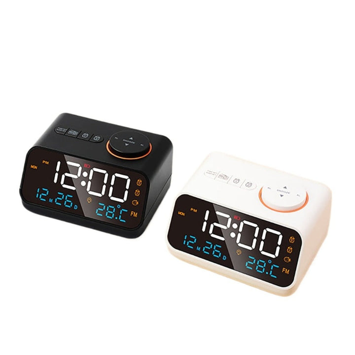 Digital FM Radio Alarm Clock with Dual Alarms, Snooze, Temperature, Date Display, and Memory Function Image 1