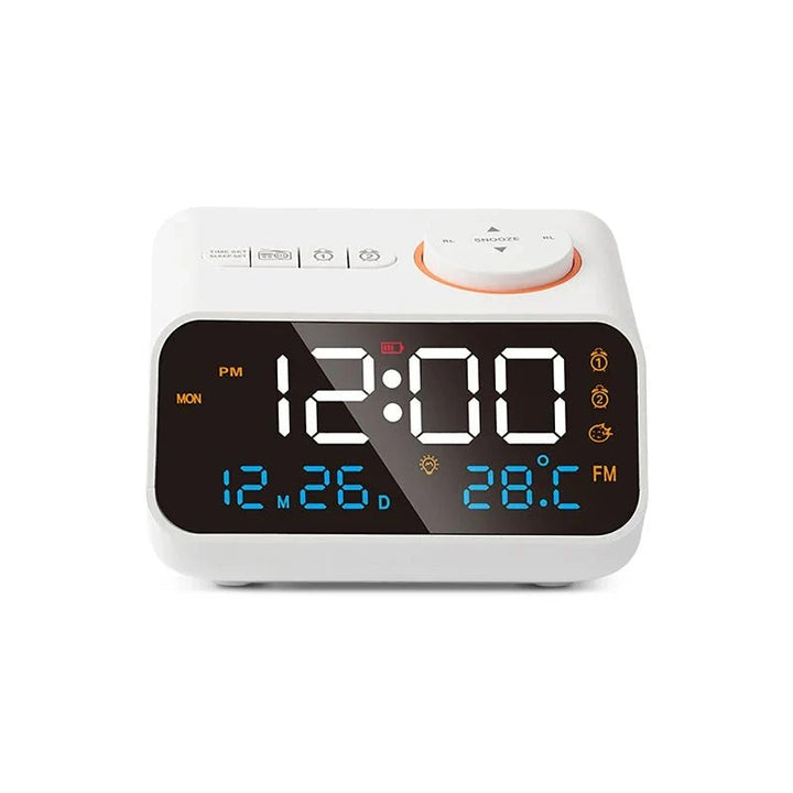 Digital FM Radio Alarm Clock with Dual Alarms, Snooze, Temperature, Date Display, and Memory Function Image 3