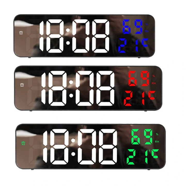 Digital Wall Clock with LED Display, Auto Brightness, Temperature and Humidity Monitor, 12/24H - Ideal for Home, Office, Image 1