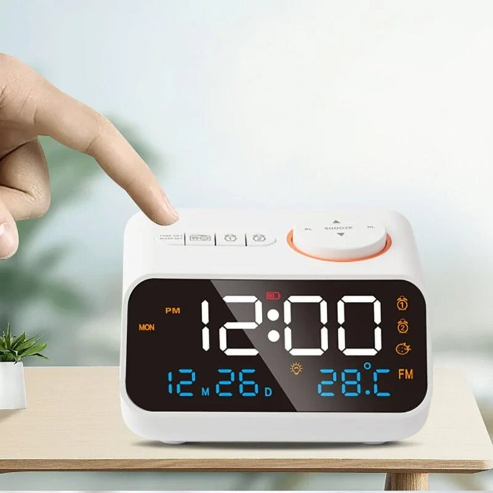 Digital FM Radio Alarm Clock with Dual Alarms, Snooze, Temperature, Date Display, and Memory Function Image 5