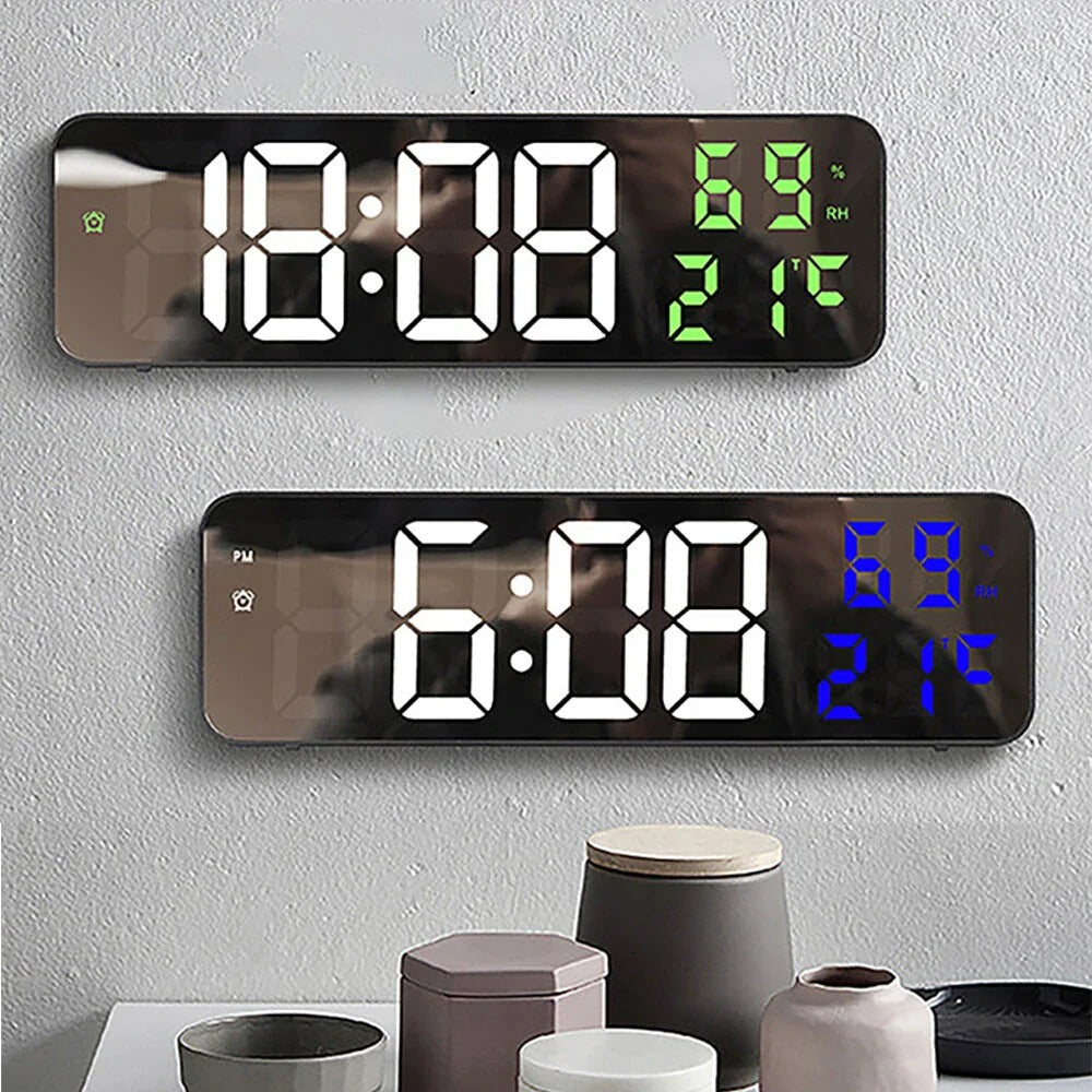 Digital Wall Clock with LED Display, Auto Brightness, Temperature and Humidity Monitor, 12/24H - Ideal for Home, Office, Image 5