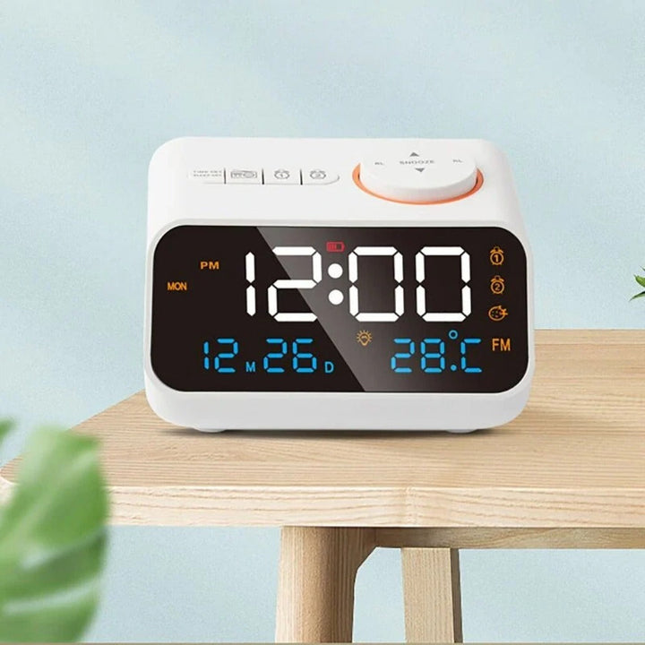 Digital FM Radio Alarm Clock with Dual Alarms, Snooze, Temperature, Date Display, and Memory Function Image 8