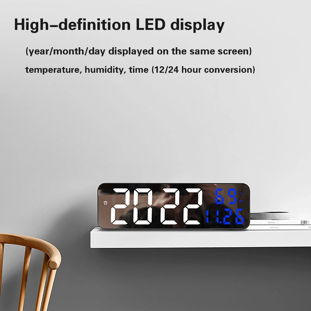 Digital Wall Clock with LED Display, Auto Brightness, Temperature and Humidity Monitor, 12/24H - Ideal for Home, Office, Image 10