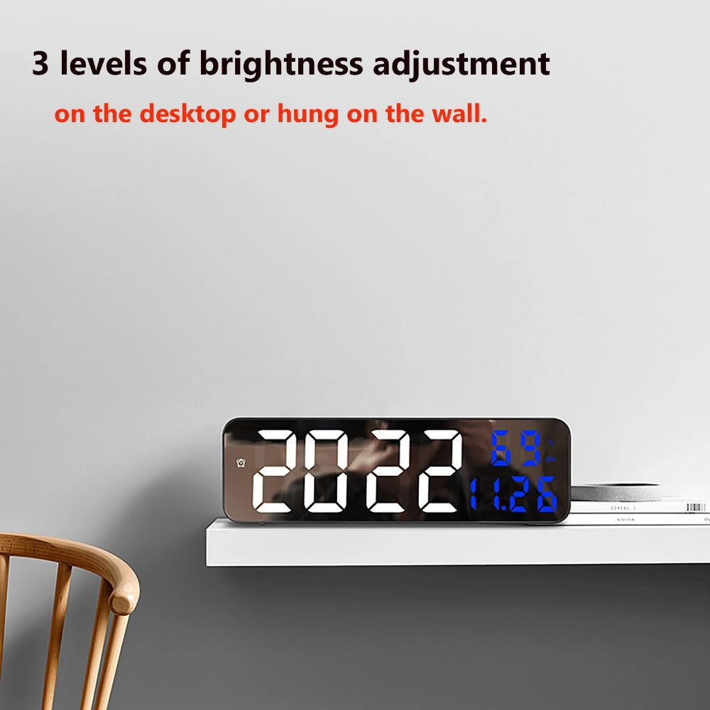 Digital Wall Clock with LED Display, Auto Brightness, Temperature and Humidity Monitor, 12/24H - Ideal for Home, Office, Image 11