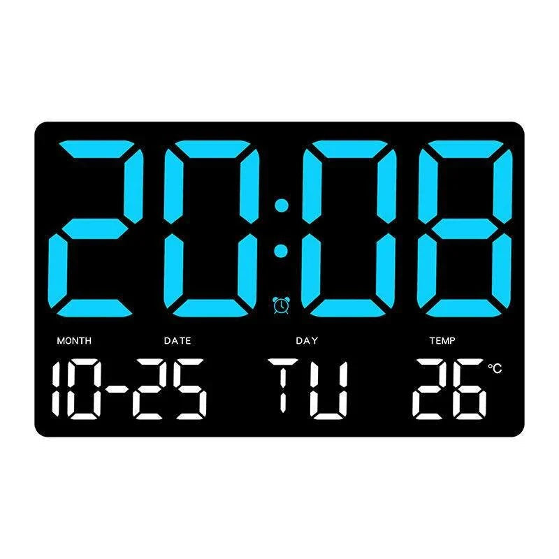 Large Digital Wall Clock with LED Display, Remote Control, Adjustable Brightness, Indoor Temperature, Date, Week, 12/24H Image 2