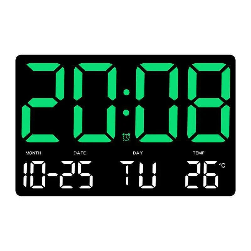 Large Digital Wall Clock with LED Display, Remote Control, Adjustable Brightness, Indoor Temperature, Date, Week, 12/24H Image 3