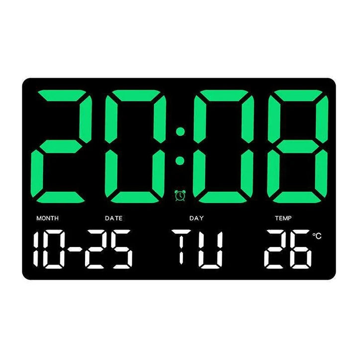 Large Digital Wall Clock with LED Display, Remote Control, Adjustable Brightness, Indoor Temperature, Date, Week, 12/24H Image 3