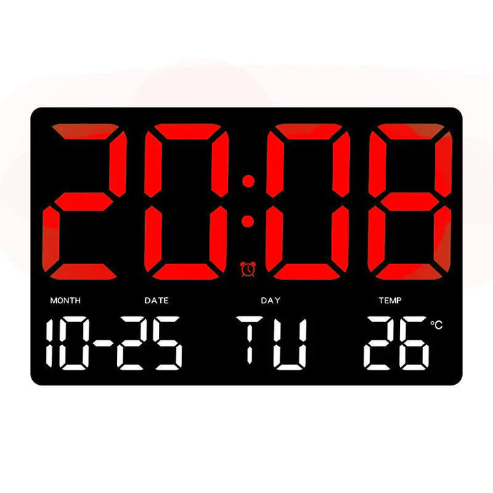 Large Digital Wall Clock with LED Display, Remote Control, Adjustable Brightness, Indoor Temperature, Date, Week, 12/24H Image 4