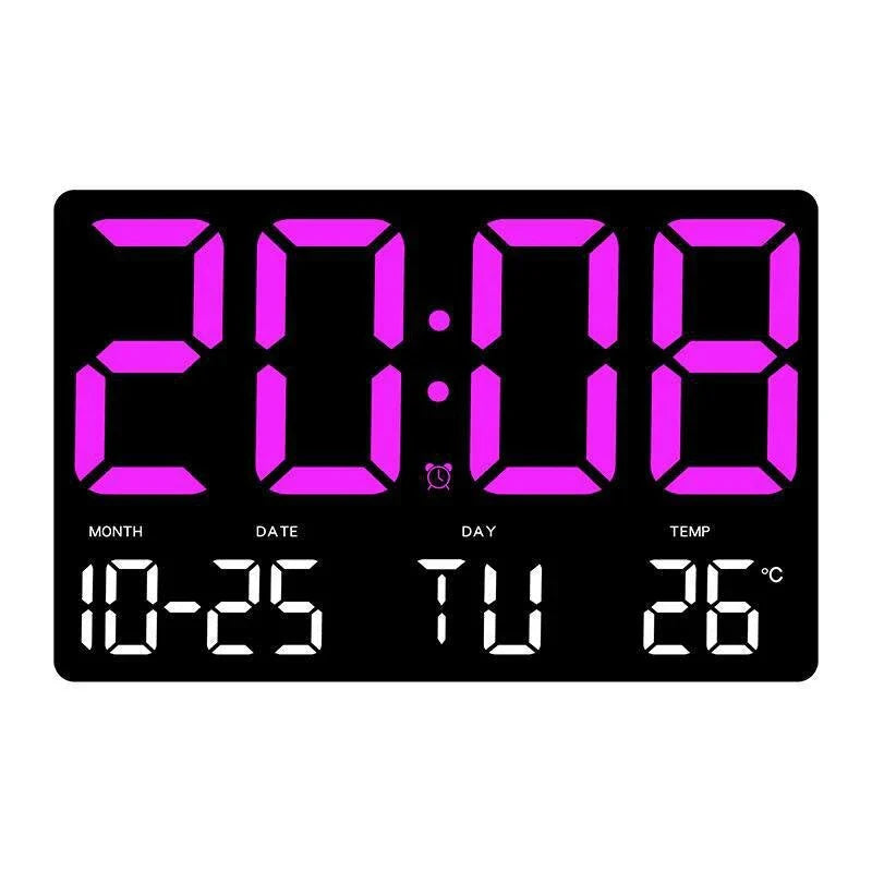 Large Digital Wall Clock with LED Display, Remote Control, Adjustable Brightness, Indoor Temperature, Date, Week, 12/24H Image 6