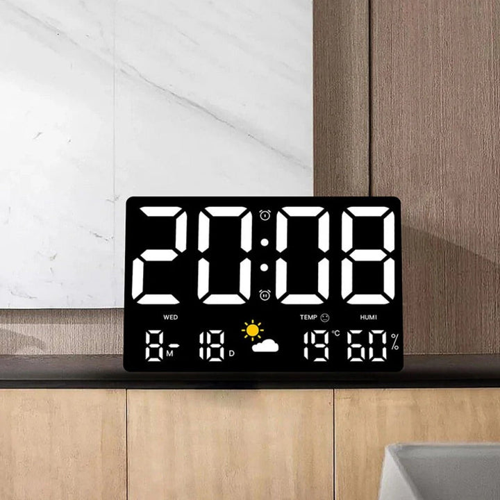 Large Digital Wall Clock with LED Display, Remote Control, Auto Brightness, Temperature, Humidity, Date, Week, 12/24H Image 3