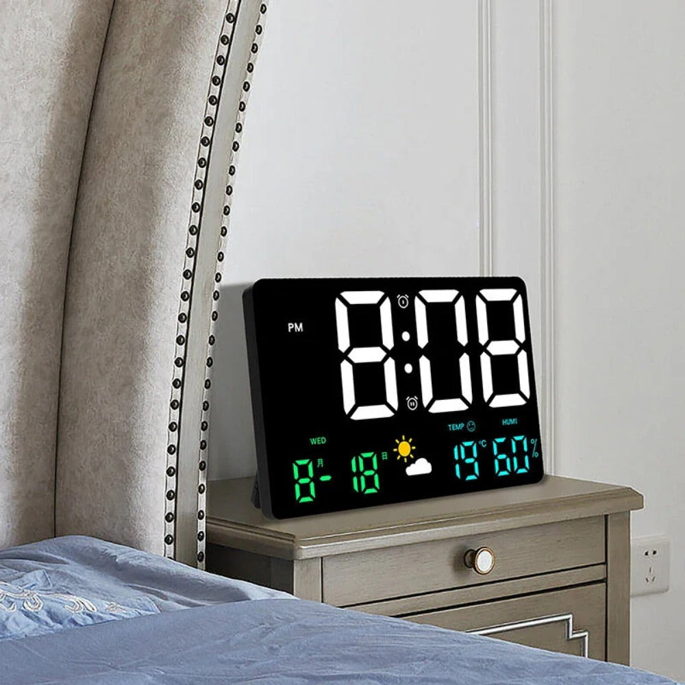 Large Digital Wall Clock with LED Display, Remote Control, Auto Brightness, Temperature, Humidity, Date, Week, 12/24H Image 4