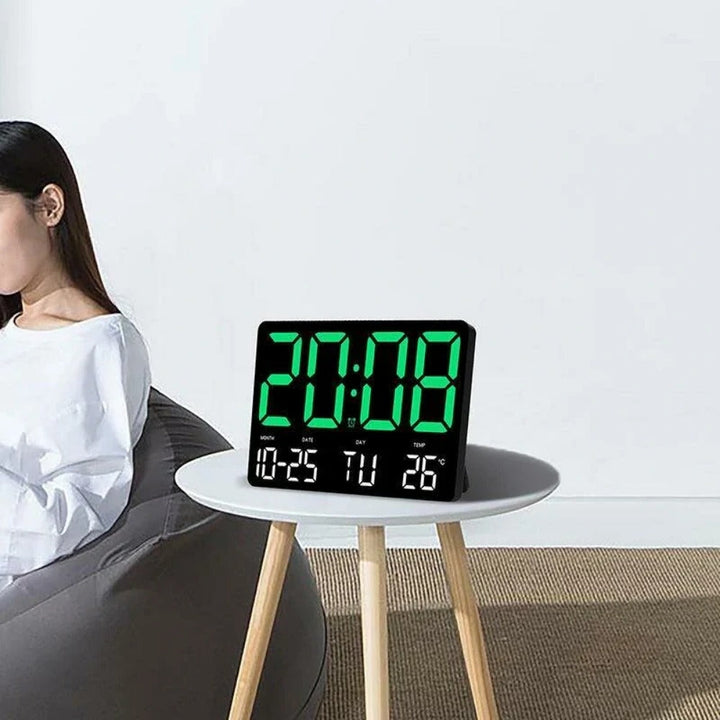 Large Digital Wall Clock with LED Display, Remote Control, Adjustable Brightness, Indoor Temperature, Date, Week, 12/24H Image 9