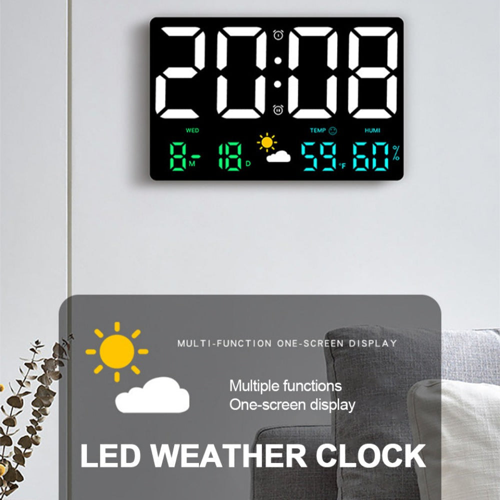 Large Digital Wall Clock with LED Display, Remote Control, Auto Brightness, Temperature, Humidity, Date, Week, 12/24H Image 5