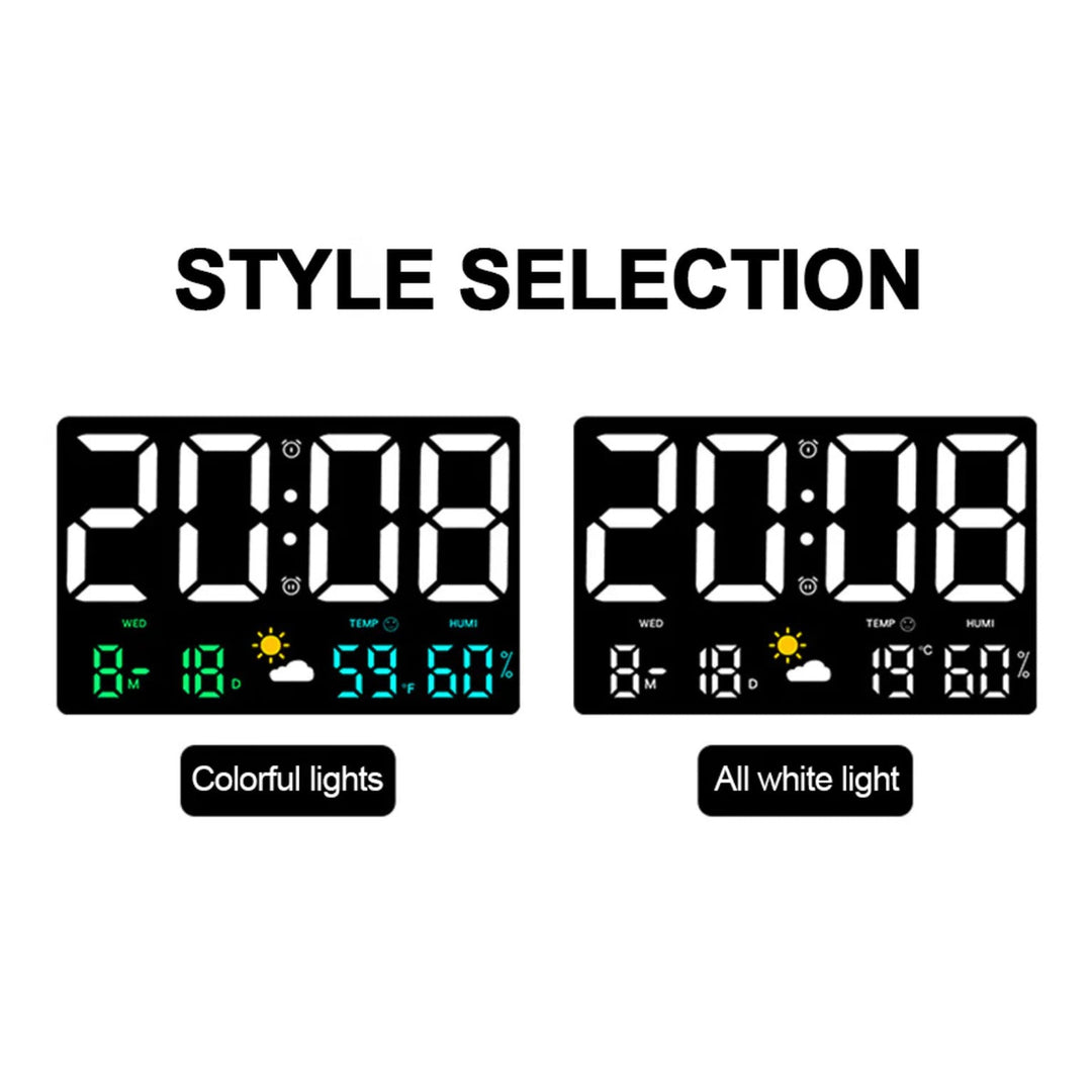 Large Digital Wall Clock with LED Display, Remote Control, Auto Brightness, Temperature, Humidity, Date, Week, 12/24H Image 8