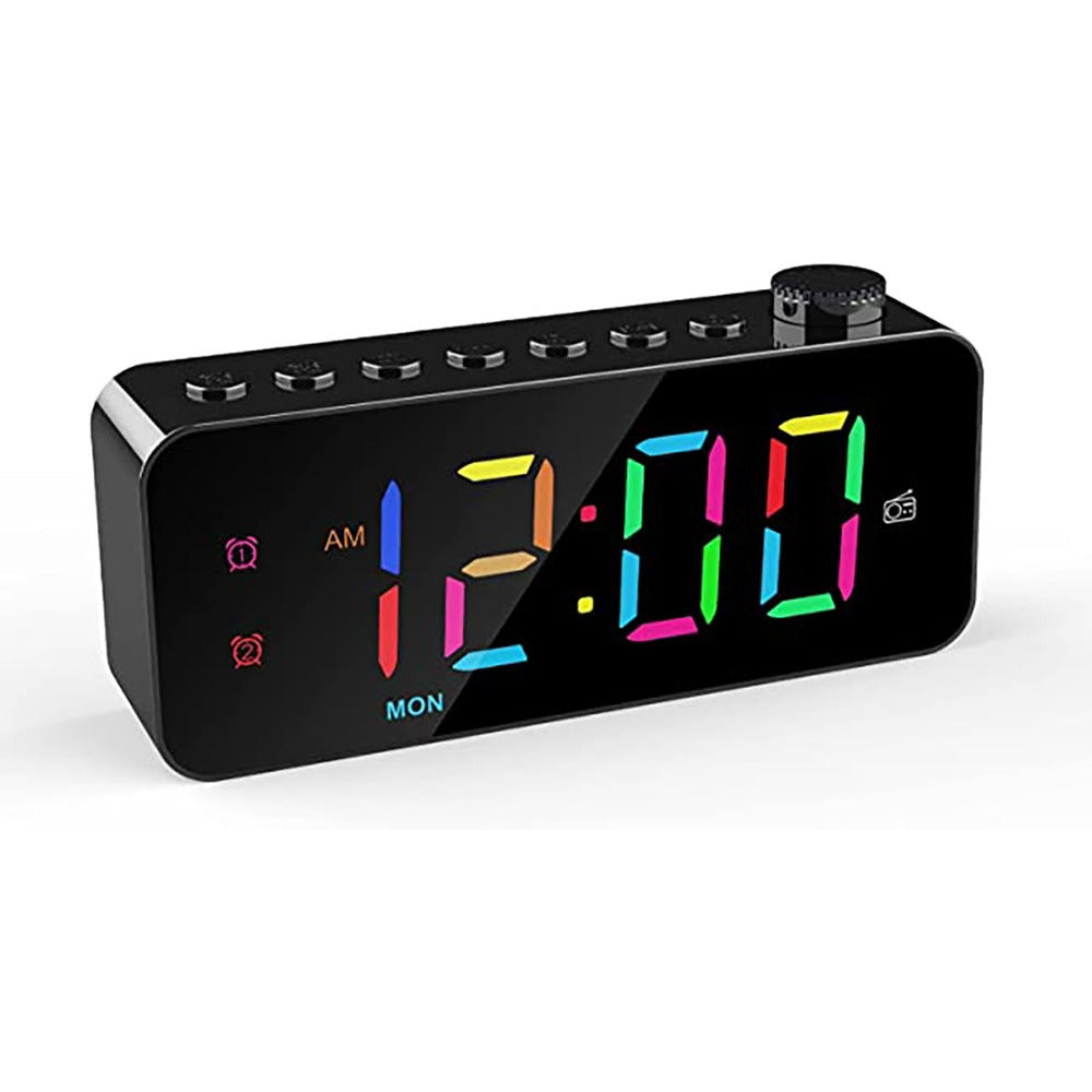 LED Digital Alarm Clock with FM Radio, Dual Alarm, Snooze, USB Charging Port, and Dimmable Night Light for Bedroom, Image 1