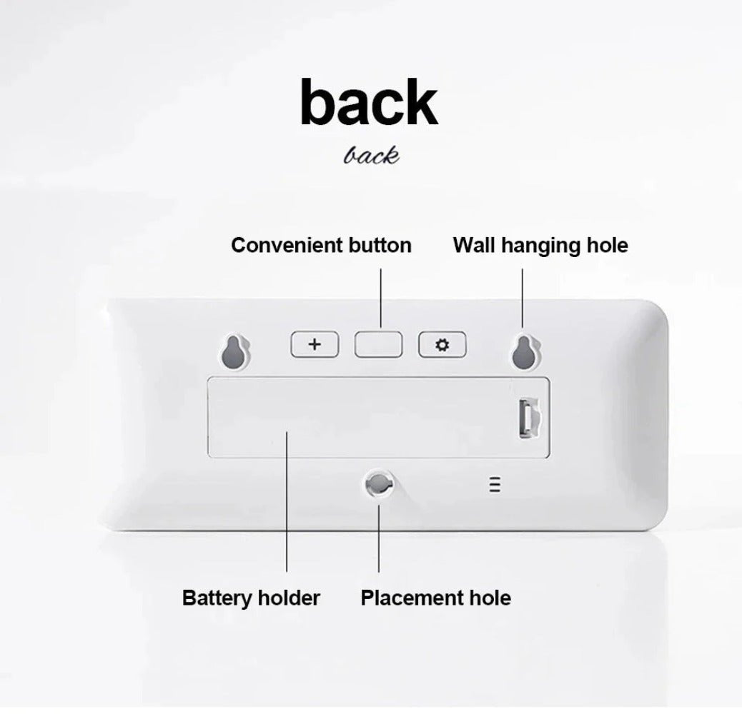 LCD Digital Wall Clock with Temperature, Humidity, and Time Display - Battery Powered Desktop Clock Image 3