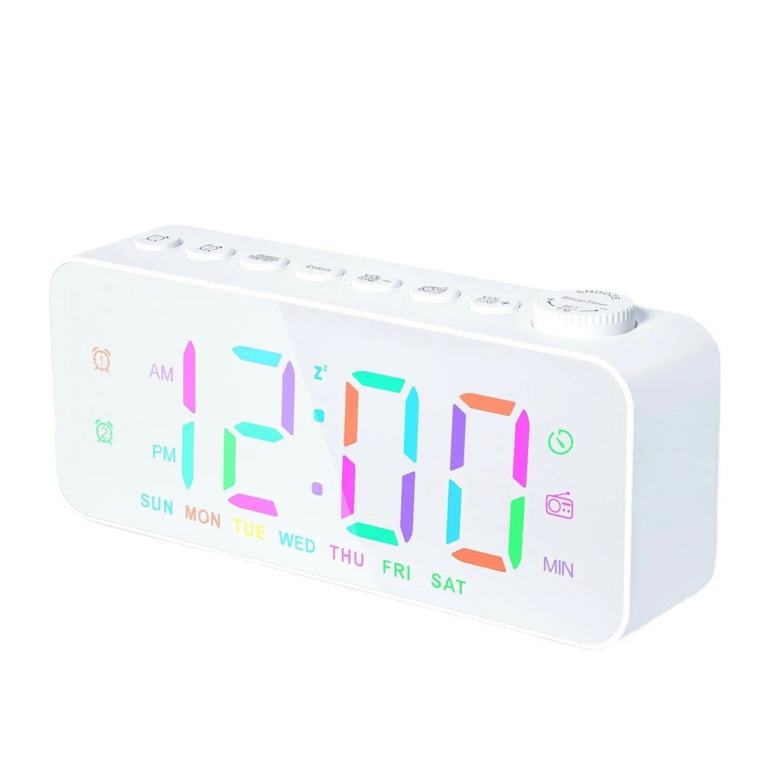 LED Digital Alarm Clock with FM Radio, Dual Alarm, Snooze, USB Charging Port, and Dimmable Night Light for Bedroom, Image 3