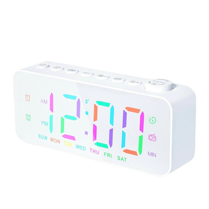 LED Digital Alarm Clock with FM Radio, Dual Alarm, Snooze, USB Charging Port, and Dimmable Night Light for Bedroom, Image 3