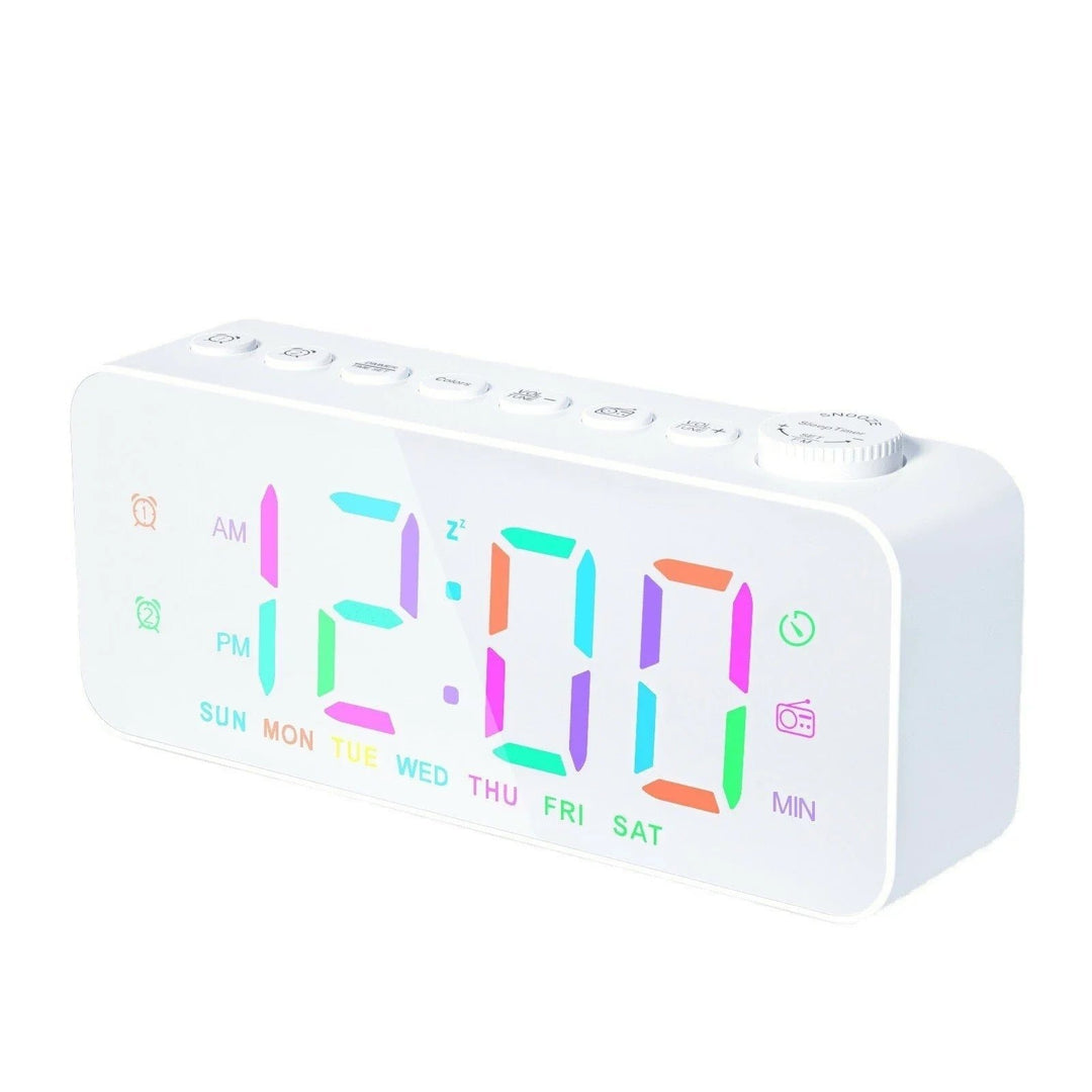 LED Digital Alarm Clock with FM Radio, Dual Alarm, Snooze, USB Charging Port, and Dimmable Night Light for Bedroom, Image 1