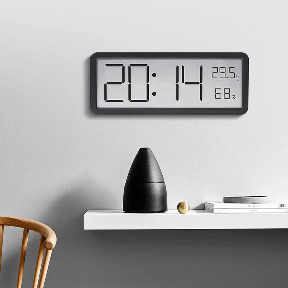 LCD Digital Wall Clock with Temperature, Humidity, and Time Display - Battery Powered Desktop Clock Image 5