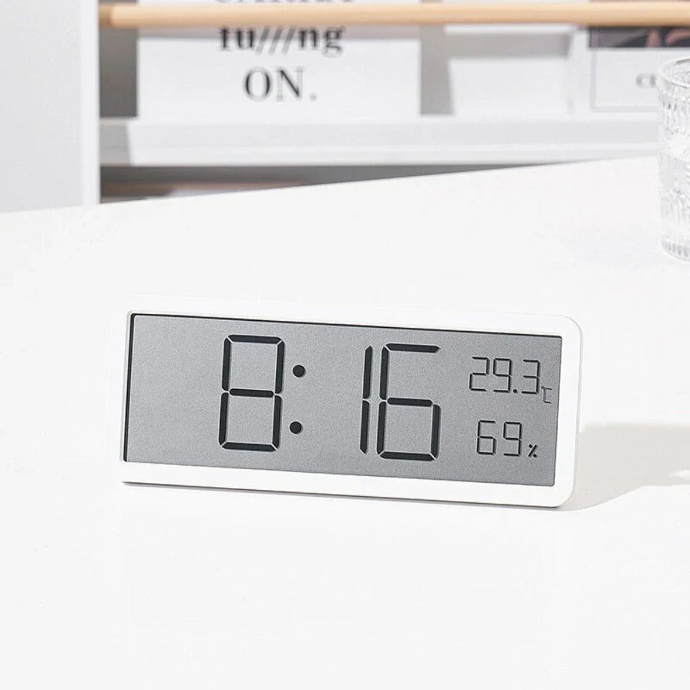 LCD Digital Wall Clock with Temperature, Humidity, and Time Display - Battery Powered Desktop Clock Image 6