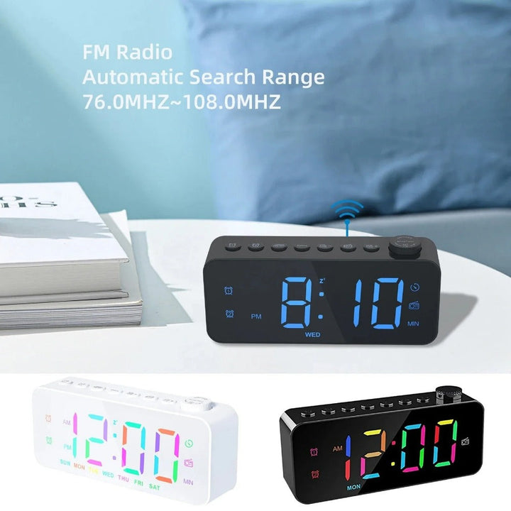 LED Digital Alarm Clock with FM Radio, Dual Alarm, Snooze, USB Charging Port, and Dimmable Night Light for Bedroom, Image 5