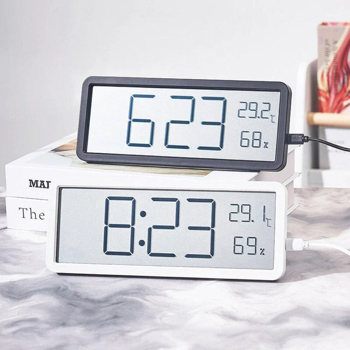 LCD Digital Wall Clock with Temperature, Humidity, and Time Display - Battery Powered Desktop Clock Image 8