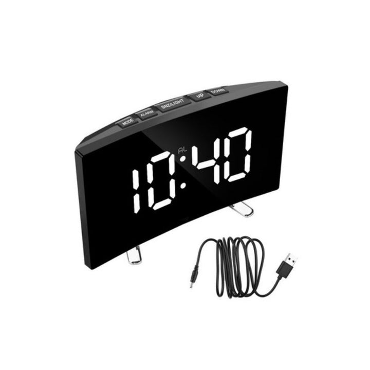 LED Digital Alarm Clock with Mirror, USB Charging, Adjustable Brightness, 10 Music Options, and Memory Function Image 4