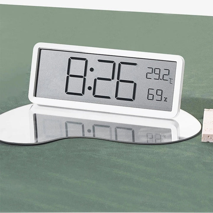 LCD Digital Wall Clock with Temperature, Humidity, and Time Display - Battery Powered Desktop Clock Image 9