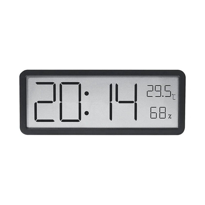 LCD Digital Wall Clock with Temperature, Humidity, and Time Display - Battery Powered Desktop Clock Image 1