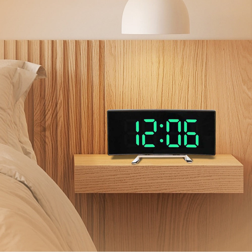 LED Digital Alarm Clock with Mirror, USB Charging, Adjustable Brightness, 10 Music Options, and Memory Function Image 7