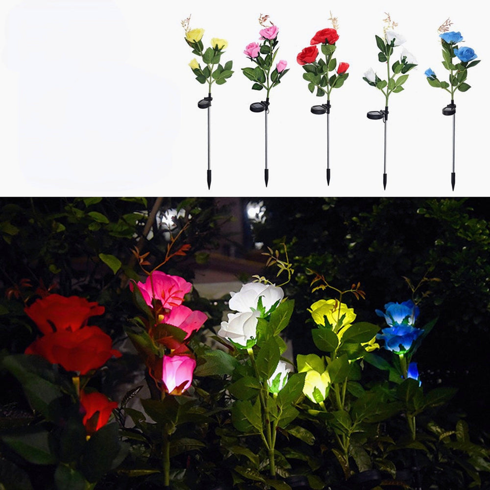 LED Solar Rose Flower Lawn Light Outdoor Garden Stake Lamp Landscape Path Yard Lamp Decor,DTTT Image 2