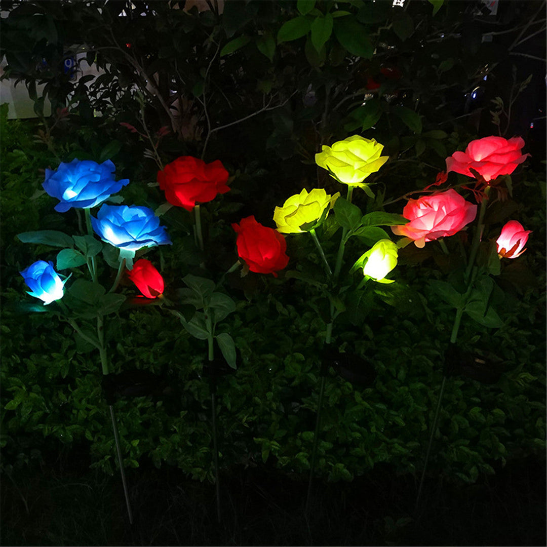 LED Solar Rose Flower Lawn Light Outdoor Garden Stake Lamp Landscape Path Yard Lamp Decor,DTTT Image 4