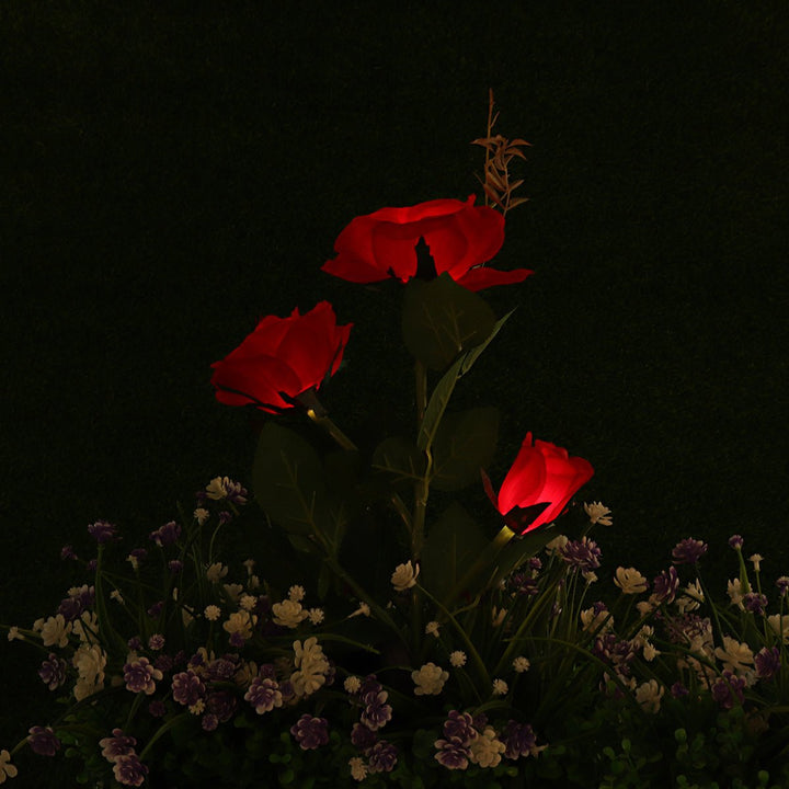 LED Solar Rose Flower Lawn Light Outdoor Garden Stake Lamp Landscape Path Yard Lamp Decor,DTTT Image 1