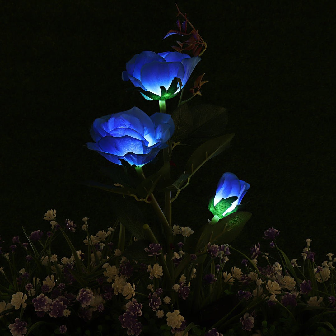 LED Solar Rose Flower Lawn Light Outdoor Garden Stake Lamp Landscape Path Yard Lamp Decor,DTTT Image 1