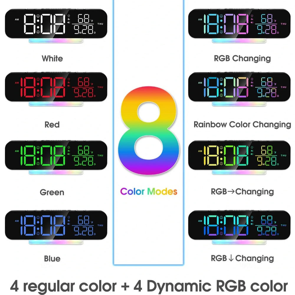 Loud Vibrating Alarm Clock with Bed Shaker for Heavy Sleepers, RGB LED Night Light for Image 8